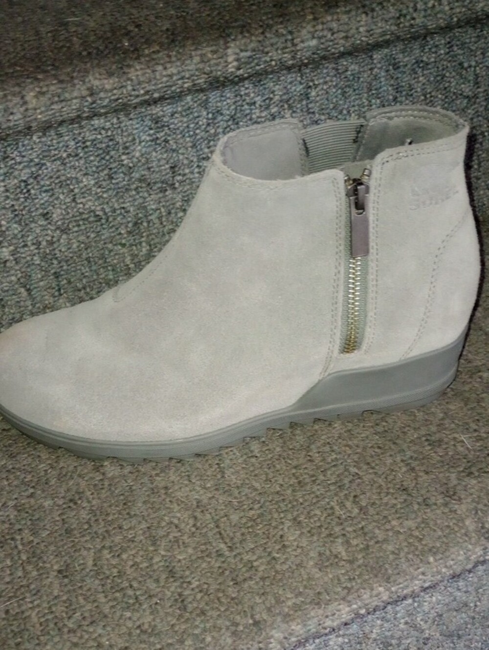 Sorel Light Gray Suede Zip Ankle Bootie - Picture 2 of 2